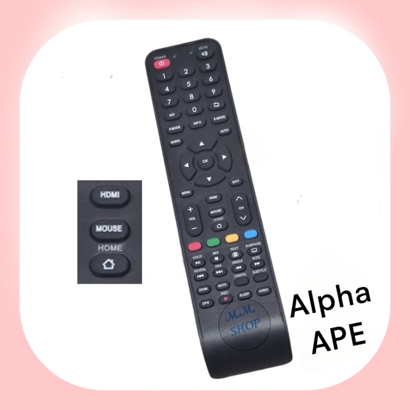 Alpha รีโมททีวี LCD/LED Smart TV  ยี่ห้อ อัลฟ่า รุ่น APE