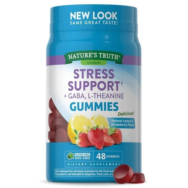 Nature's Truth Stress Relief Gummies with Gaba and L Theanine 48 Lemon Strawberry Gummies กัมมี่ลดความเครียด ผ่อนคลาย