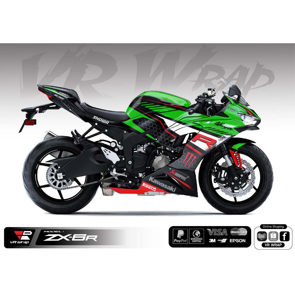 สติ๊กเกอร์ KAWASAKI ZX6R ลาย Racing R
