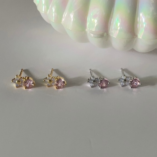 283-littlegirl gifts- Small stone pink opal earrings