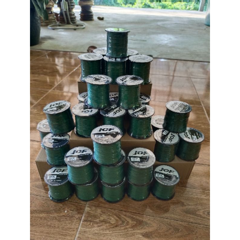 สาย PE ถัก 8 สีเขียว 60-200ปอนด์ ขนาด100 เมตร ยี่ห้อ jof ของแท้ 100% เหนียวสุดๆไม่อมน้ำ
