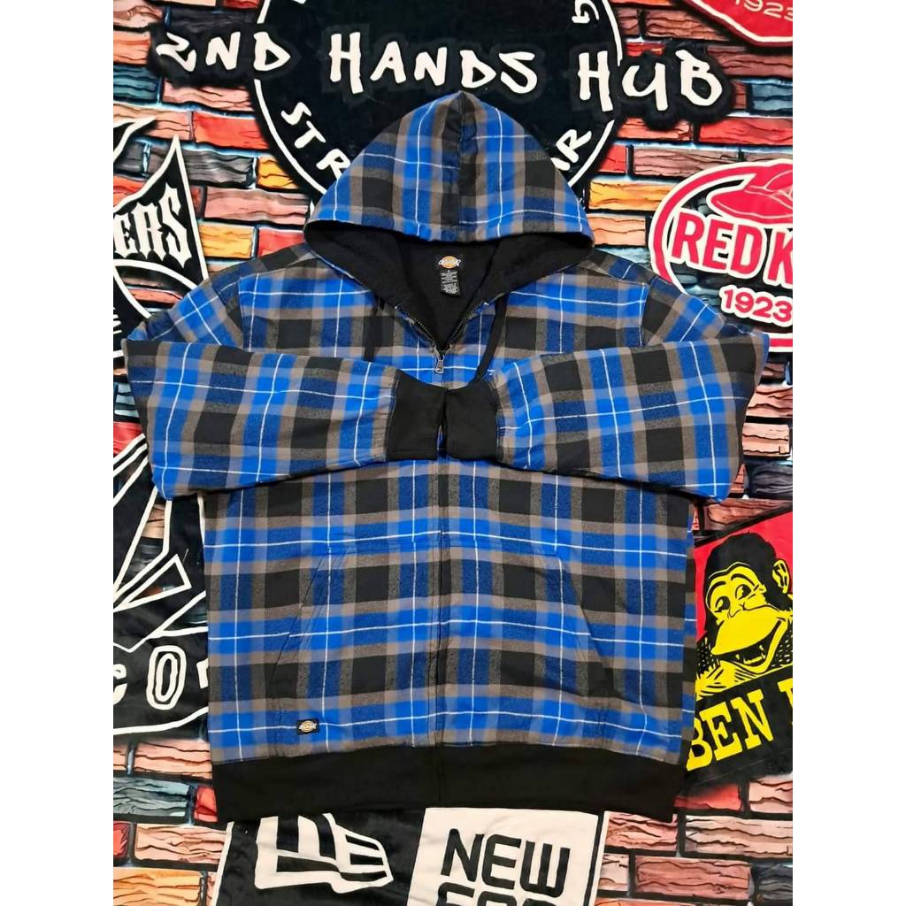 Dickies Hooded Zip Jacket  ลายสก๊อต Plaid Pattern เสื้อแจ็กเก็ตมือสองงานคัด