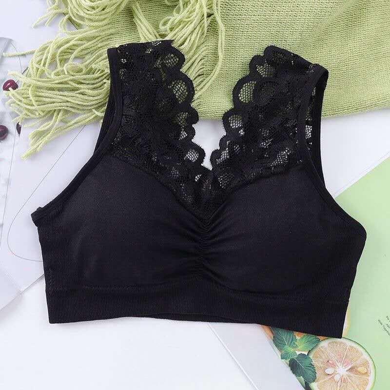 HoraBra สปอร์ตบรา บรา สายลูกไม้ ไร้ขอบ ไร้โครง เนื้อผ้าทอ ยืดได้ 26-38 แบบสวม สาวอวบใส่ได้ ชุดชั้นในผู้หญิง - รูปที่ 5