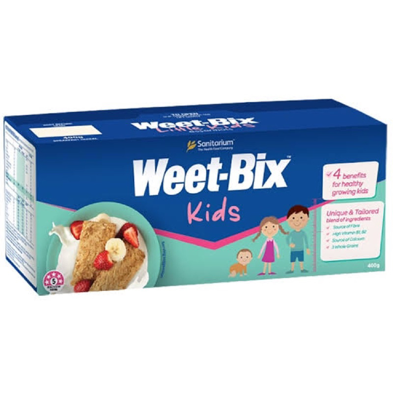 Weet-bix kids breakfast cereal 375g. นำเข้าจากออสเตรเลีย🇦🇺 ซีเรียลสำหรับเด็ก