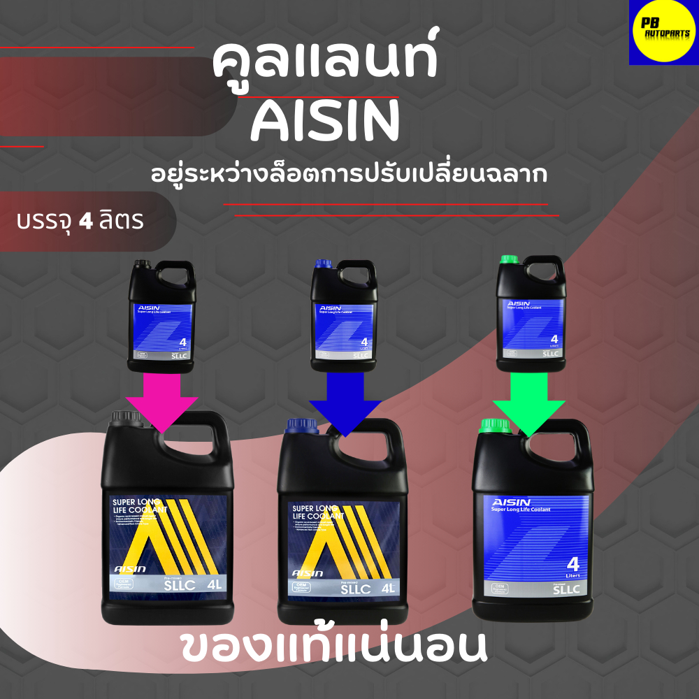 คูลแลนท์ AISIN คูลแลนท์ ไอซิน 4ลิตร น้ำยาหม้อน้ำ (มี3สี ชมพู ฟ้า เขียว )