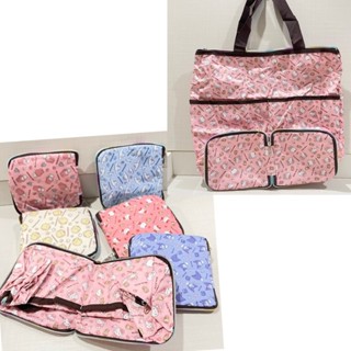 กระเป๋าผ้าพับได้ ใบใหญ่ แบบซิป3ด้าน พกพาสะดวก ลายการ์ตูน