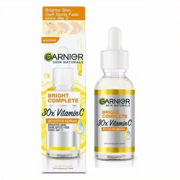 GARNIER BOOSTER SERUM 30ML การ์นิเย่ ไบรท์ คอมพลีท วิตามินซี บูสเตอร์ เซรั่มลดจุด 30มล เซรั่มวิตามินซี เซรั่มหน้าใส เซรั