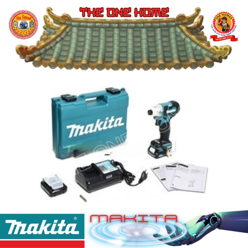 MAKITA รุ่น TD111DWYE สว่านไขควงกระแทกไร้สาย 12 โวลต์ 1/4 นิ้ว รวมแบตเตอรี่และแท่นชาร์จ