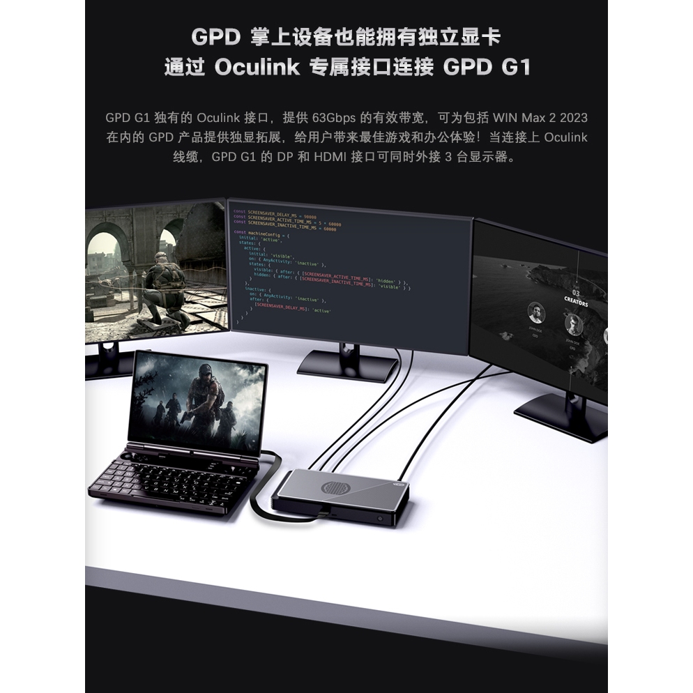 GPD G1 2024 oculink 63g  USB 4 thunderbolt 4 AMD Radeon RX 7600M XT Mobile Graphics 8GB GDDR6  RDNA3 Ready Stockพร้อมส่ง