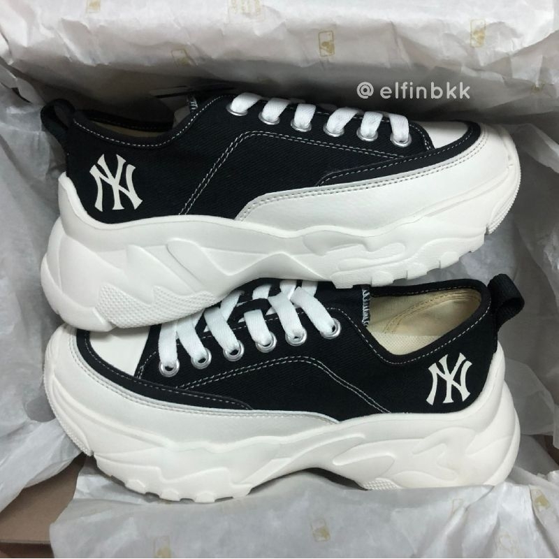 แท้ 💯 MLB Chunky Low NY/B รองเท้าผ้าใบ รองเท้าแฟชั่น สีขาว สีดำ