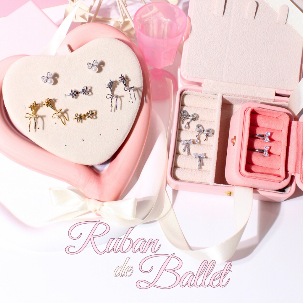 earika.earrings - Ruban de Ballet ต่างหูเงินชุบทองคำขาว/ทอง เหมาะสำหรับคนแพ้ง่าย