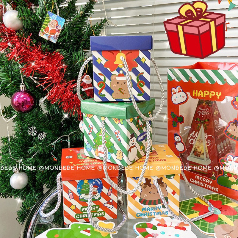 กล่องของขวัญ Christmas กล่องกระดาษ คริสต์มาสใส่ของขวัญ พร้อมส่ง