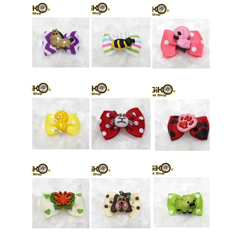 กิ๊บสุนัข ชุดสวนสัตว์ ขนาด 3.5 cm.  กิ๊บสัตว์เลี้ยง กิ๊บขนาดเล็ก โบว์สุนัข