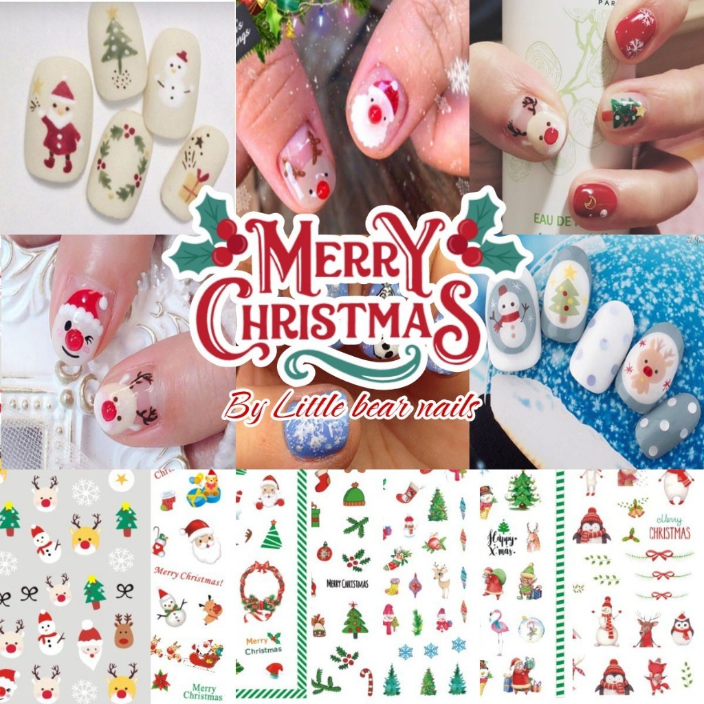 สติกเกอร์ติดเล็บ เทศกาลคริสต์มาสต์ สติ๊กเกอร์ตกแต่งเล็บ Nail Stickers Christmas