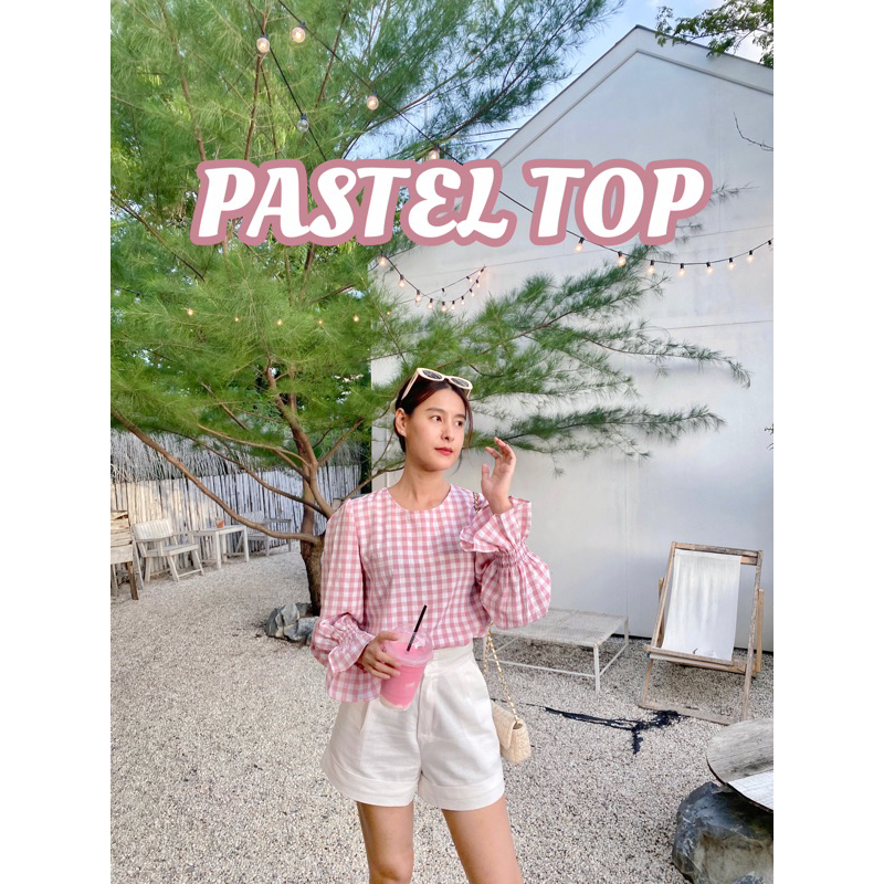 19JAN.STUDIO : PASTEL TOP 🎀 เสื้อแขนยาว ลายสก็อต ( สีจริงรูปสุดท้าย )