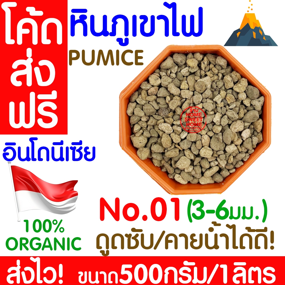 *โค้ดส่งฟรี* หินภูเขาไฟ 500กรัม/1L No.01 (3-6มม.) เพิ่มความโปร่งให้ดิน หินพัมมิส Pumice วัสดุปลูกผสมดิน กระถาง clearance