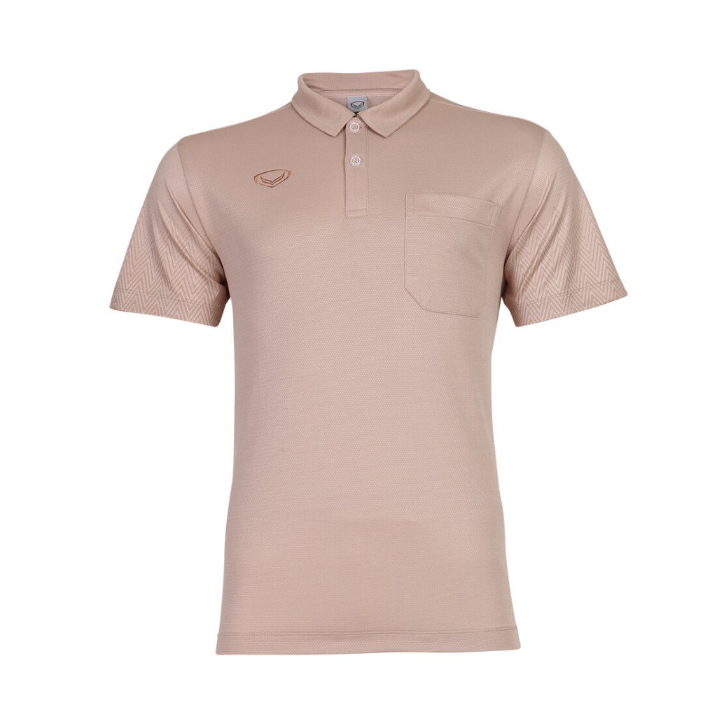 เสื้อโปโล แกรนด์สปอร์ต รหัส : 012584 (พิมพ์ลายแขน) สีเบจ