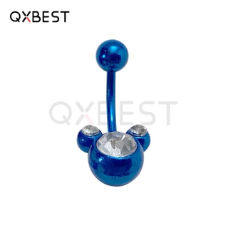 ✪จิวสะดือสแตนเลสแท้ จิวหูสแตนเลสแท้ ✪ Navel with 2 CZ (NV.2CZ)✪ Korean earring navel CZ Stainless Steel ascessories