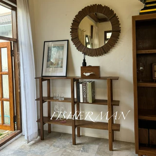 ชั้นวางของ วางหนังสือ ไม้สักเก่า Teakwood book shelf ขนาด 22*120*90cm