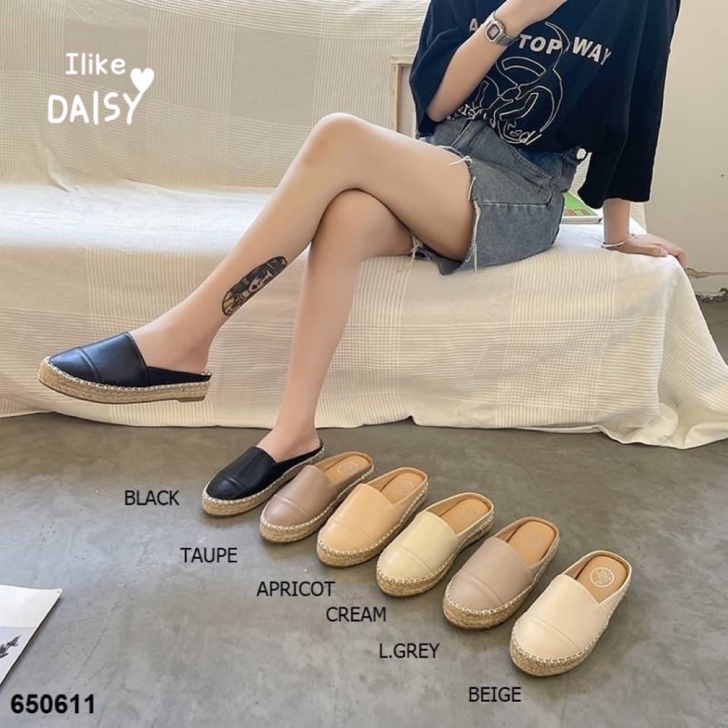 พร้อมส่งจากไทย 650611B/650602 รองเท้าเปิดส้น ส้นหนา 1 นิ้ว รองเท้าแตะเปิดส้น งานมินิมอล เปิดส้น