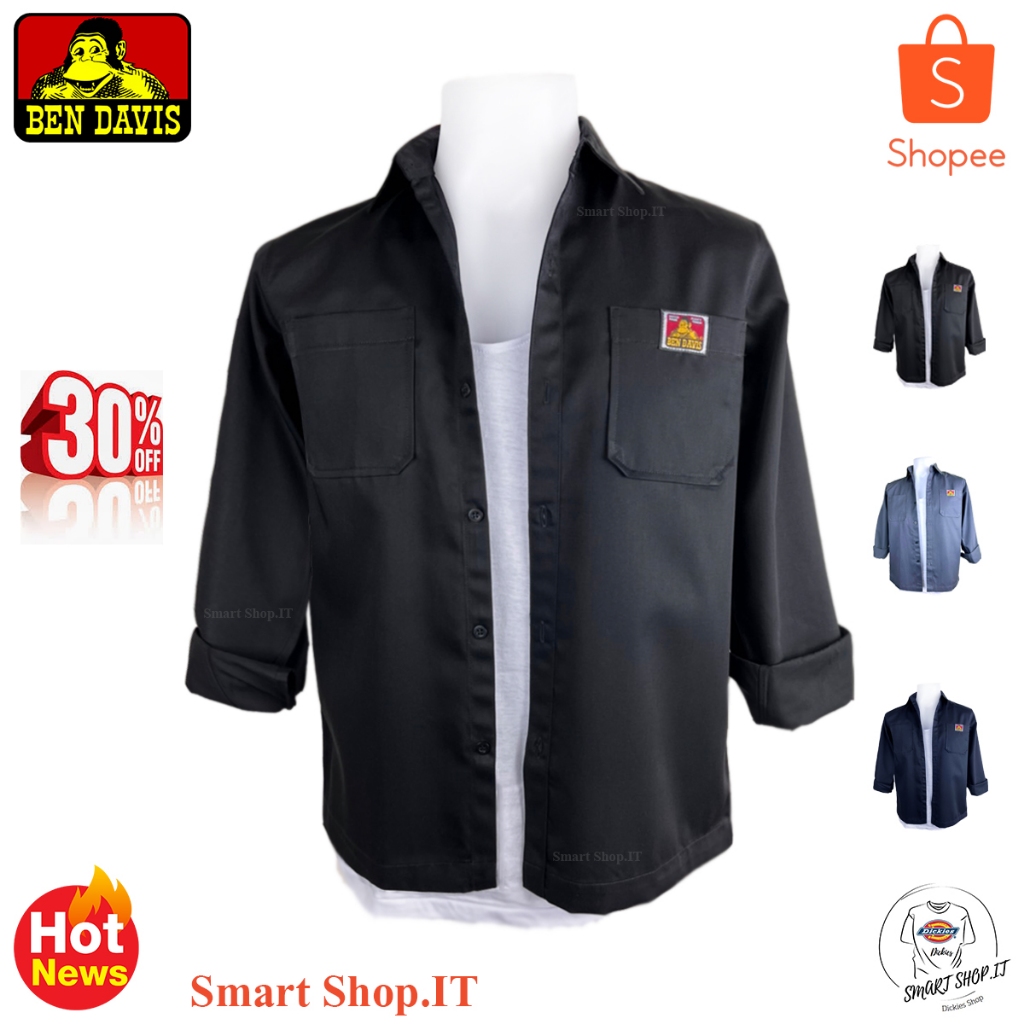ส่งฟรี🚛 เสื้อเชิ้ต BEN DAVIS แขนยาวผู้ชาย เสื้อเชิ้ตเบนเดวิส แขนยาวคอปก Ben Davis Work Shirt วินเทจ 