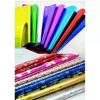 กระดาษห่อของขวัญ ฟอยล์เงา อย่างหนา (10 แผ่น) 50x70 ซม. กระดาษมันเงา กระดาษเลเซอร์ ห่อของขวัญวันเกิด ปีใหม่ ก้องวิทยา