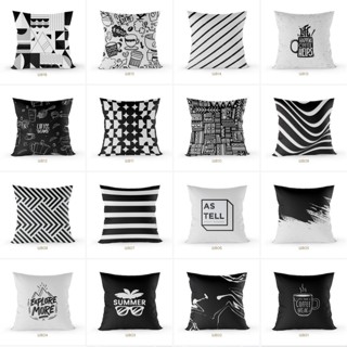 หมอนอิง ลายขาว-ดำ อิงโซฟา ใบใหญ่ แต่งห้องนอน ขายดี  ผ้าไมโคร…