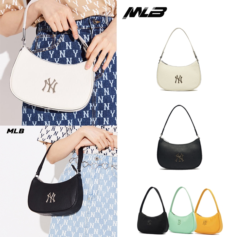 MLB กระเป๋า พร้อมส่ง ของแท้100% MONOGRAM EMBOSSED HOBO BAG กระเป๋ารักแร้มือNY
