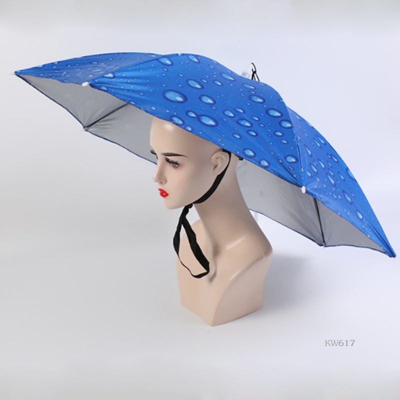 ร่มพกพาไร้ด้ามจับ พกสะดวก พับได้ 3 ตอน หมวกร่ม kw902