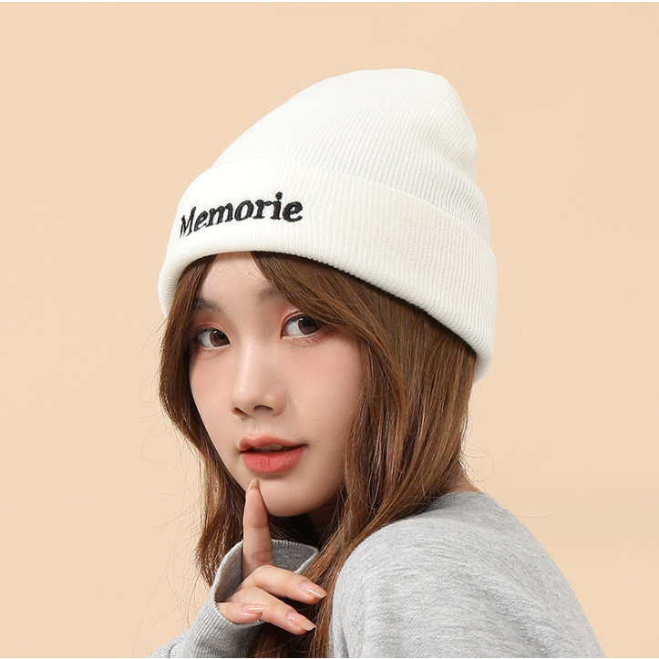 💕ivy หมวกไหมพรมกันหนาว (B76)  แฟชั่น ปักตัวอักษร หมวกทรงบีนนี่ - รูปที่ 2