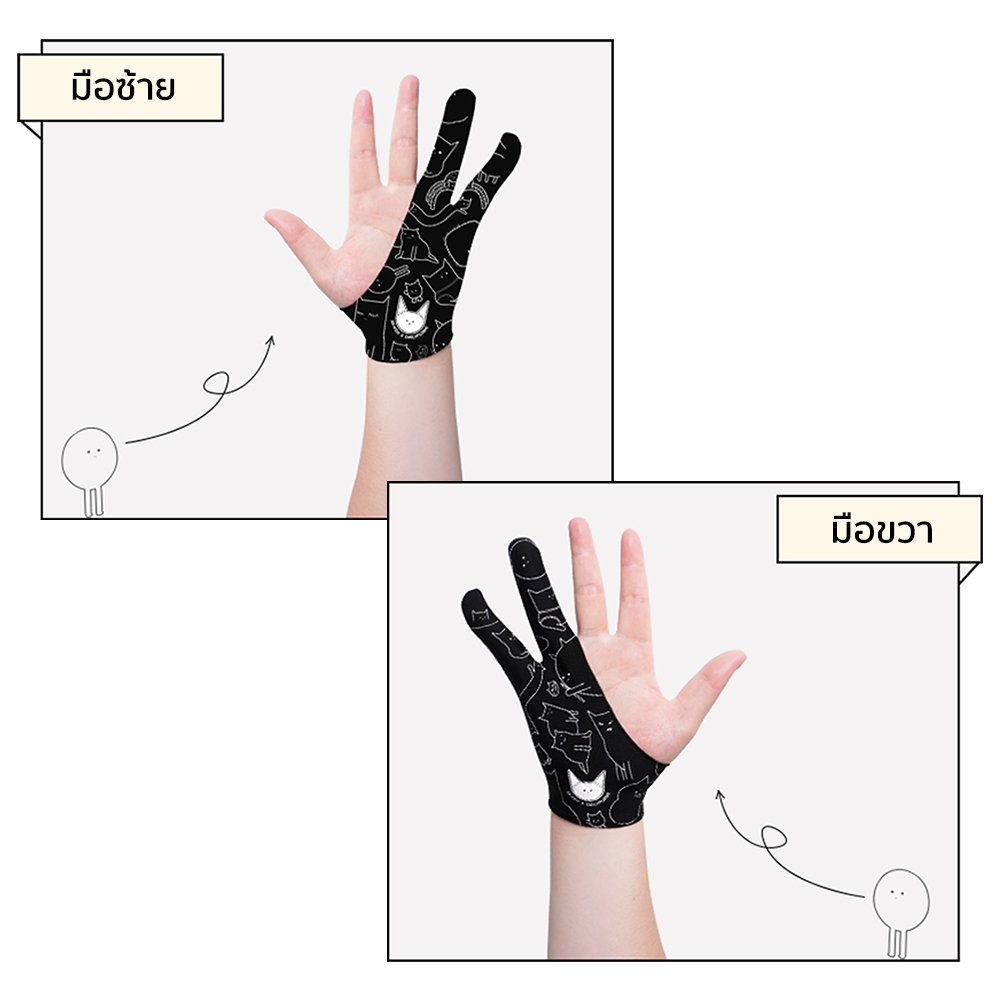 XPPen ACG15 ถุงมือวาดรูป SE ลายแมว (Free Size) ป้องกันการเสียดสีกับแผ่นวาด ใช้งานได้ทั้งมือซ้าย-ขวา