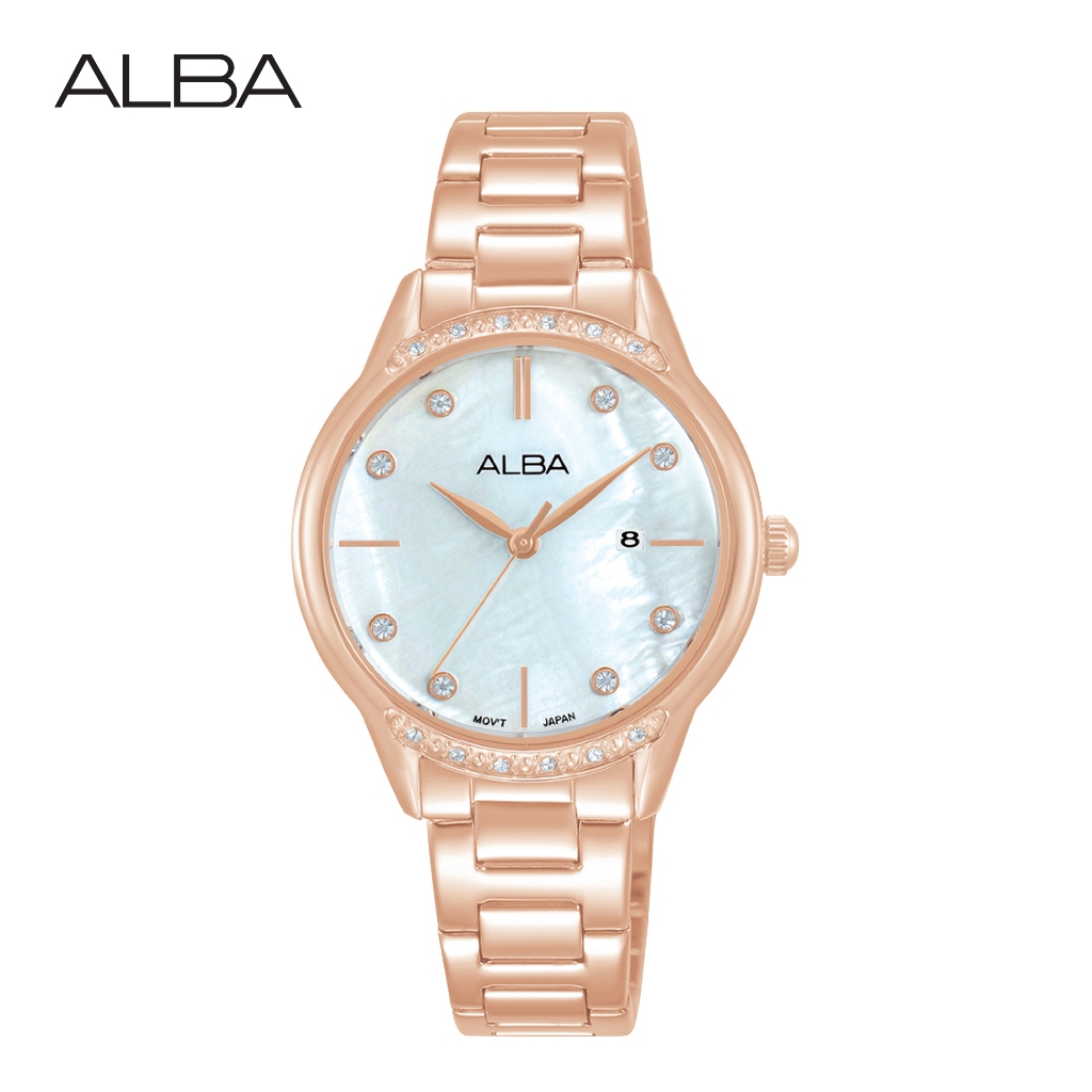 ALBA Ikebana Quartz อัลบา นาฬิกาข้อมือผู้หญิง รุ่น AH7AP4X ขนาด 31 mm.สีขาวมุก