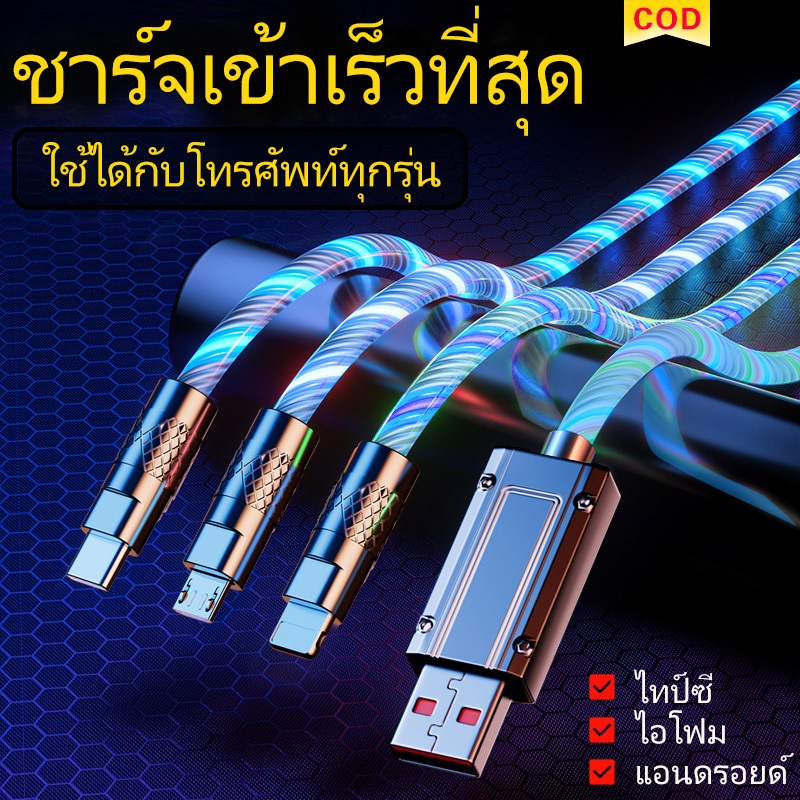 สายชาร์จมีไฟวิ่งทั้งเส้น สวยมีไฟวิ่ง ไทป์ซี/ ไอโฟม/แอนดรอยด์ สายชาร์จmicro สายชาร์จtype-
