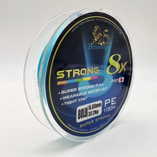 สาย PE Strong X8 มีหลายสี 20-200 lbs ถัก 8 ยาวม้วนละ 100 เมตร สายPE สายตกปลา อุปกรณ์ตกปลา