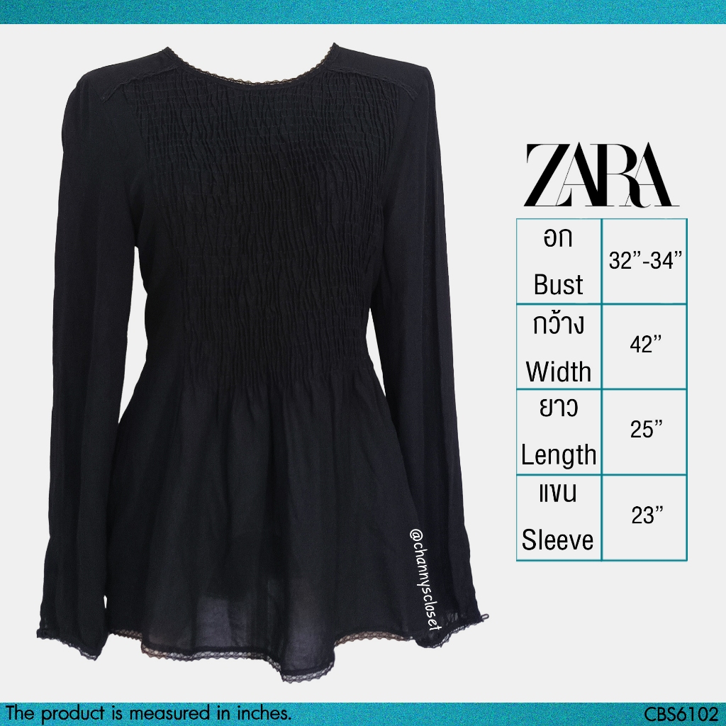 💖USED Zara - Black Ruffle Lace Peplum Top | เสื้อแขนยาวสีดำ เสื้อเอวระบาย ลูกไม้ ตีเกล็ด ทำงาน สีพื้น สายฝอ แท้ มือสอง