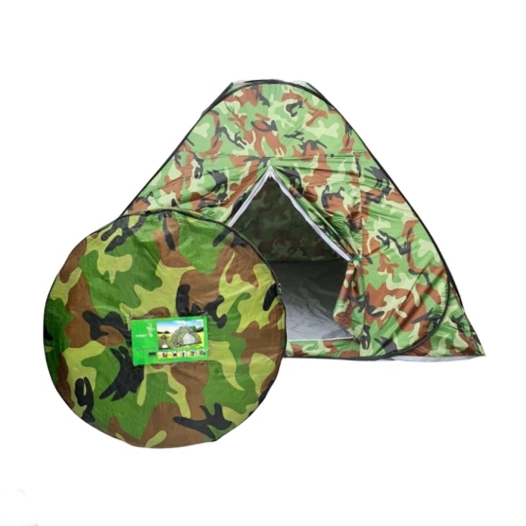 เต็นท์สปริง โยนกางอัตโนมัติ ลายพราง popp up tent นอน 3-4 คน มี 1 ประตู 1 หน้าต่าง ขนาด200cmx200cmx15