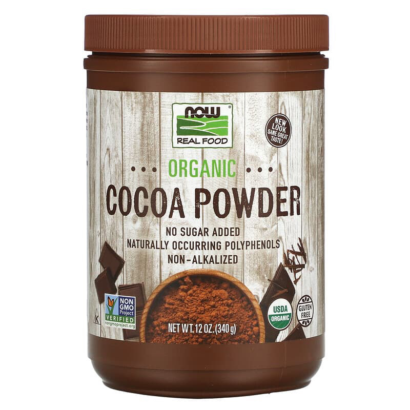 ⚡️แท้ 100 %⚡️🇺🇸 NOW Foods, Real Food, Organic Cocoa Powder, 12 oz (340 g)