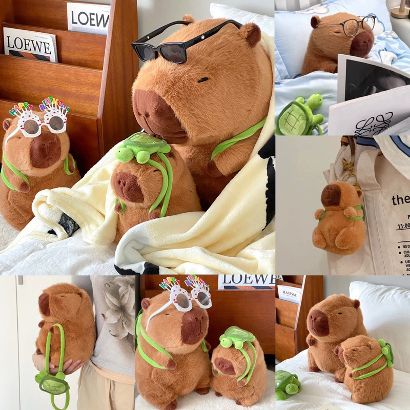 พร้อมส่ง PP ตุ๊กตา คาปิบาร่า Capybara มาใหม่ Nordic Style น้องน่ารักมาก สะพายเต่าด้วยน้า 23129 46056