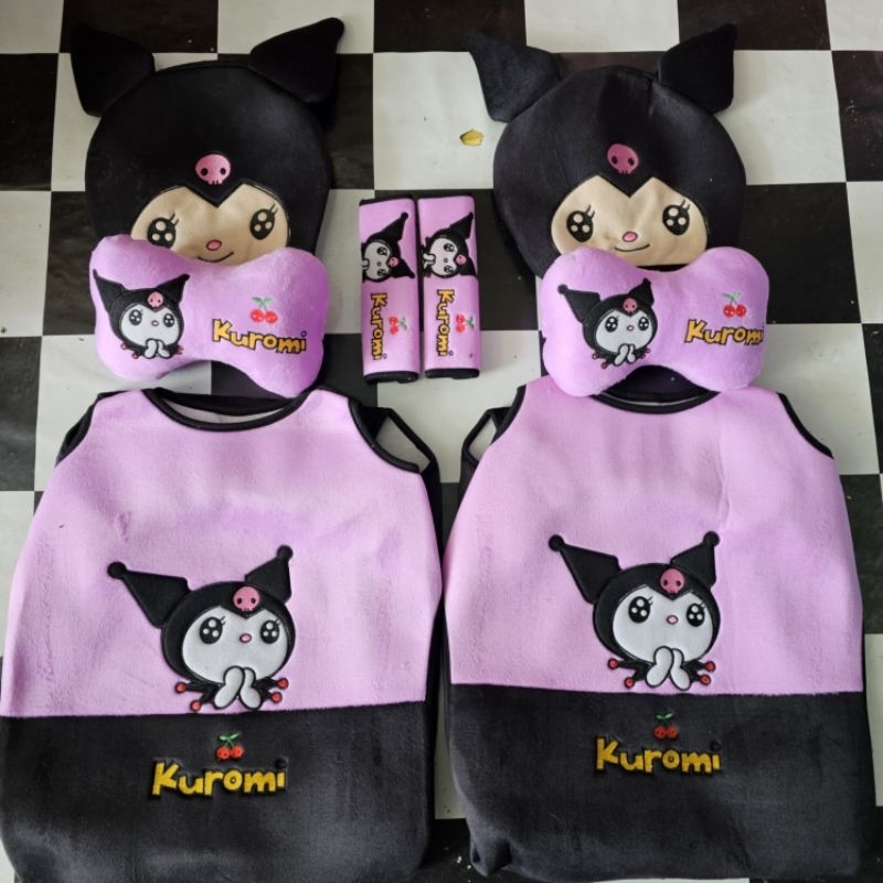 ชุดหุ้มเบาะคุโรมิ 8ชิ้น kuromi ใส่รถเก๋งน่ารักมาก 💜💜สีม่วงดำสวยมาก💜💜