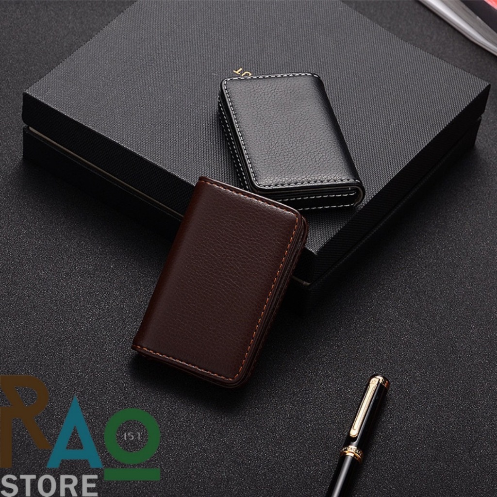 RAO Store พร้อมส่ง กระเป๋าใส่นามบัตรหนังPU มีแม่เหล็ก ใส่นามบัตร ใส่บัตรเครดิต เรียบหรูดูดี