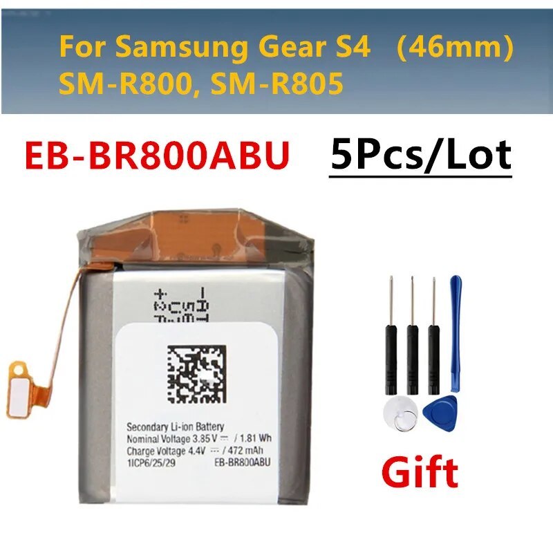 EB-BR800ABU แบตเตอรี่ ล็อตสำหรับ Samsung R800 S4เกียร์46มม. สมาร์ทวอทช์ 472mAh + เครื่องมือถอดฟรี
