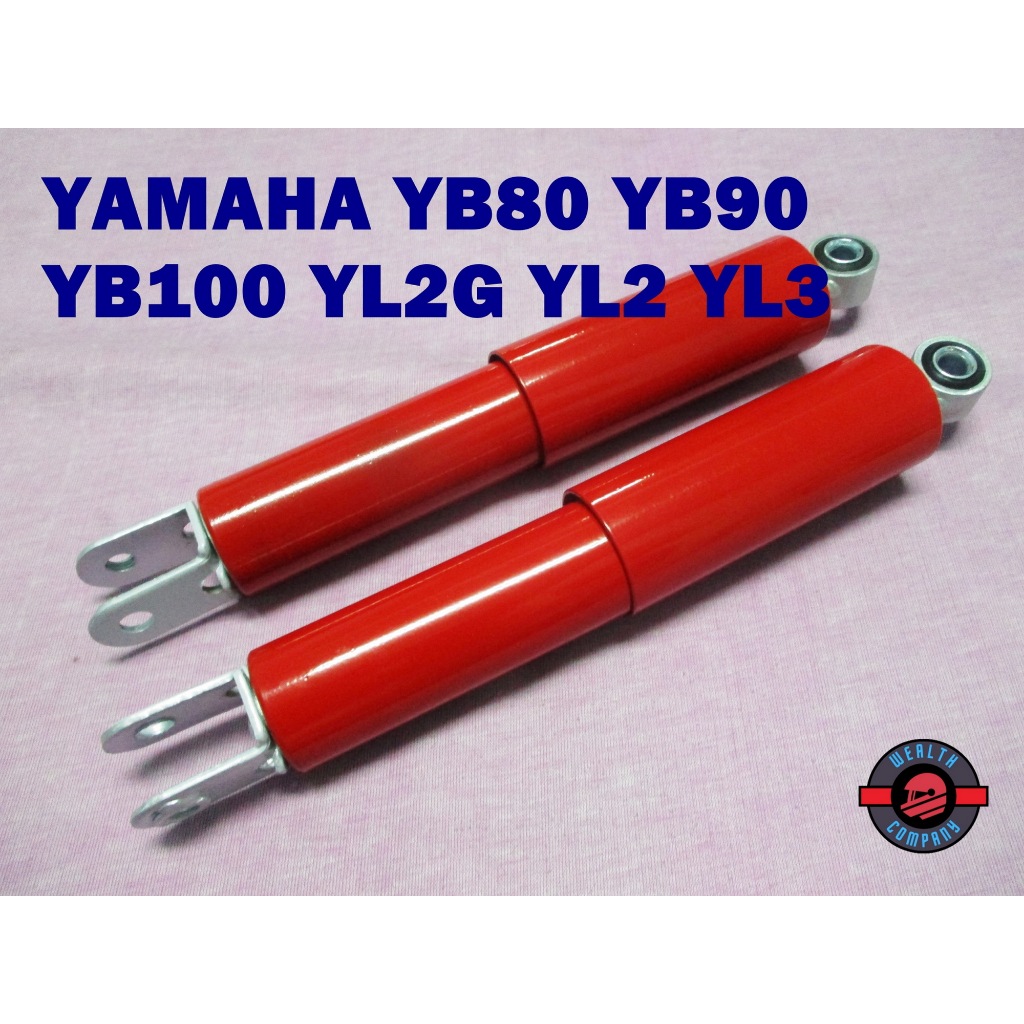 #โช๊คหลัง สีแดง YAMAHA YB80 YB90 YB100 YL2G YL2 YL3 // Rear Shock Set “RED” (290 mm.)