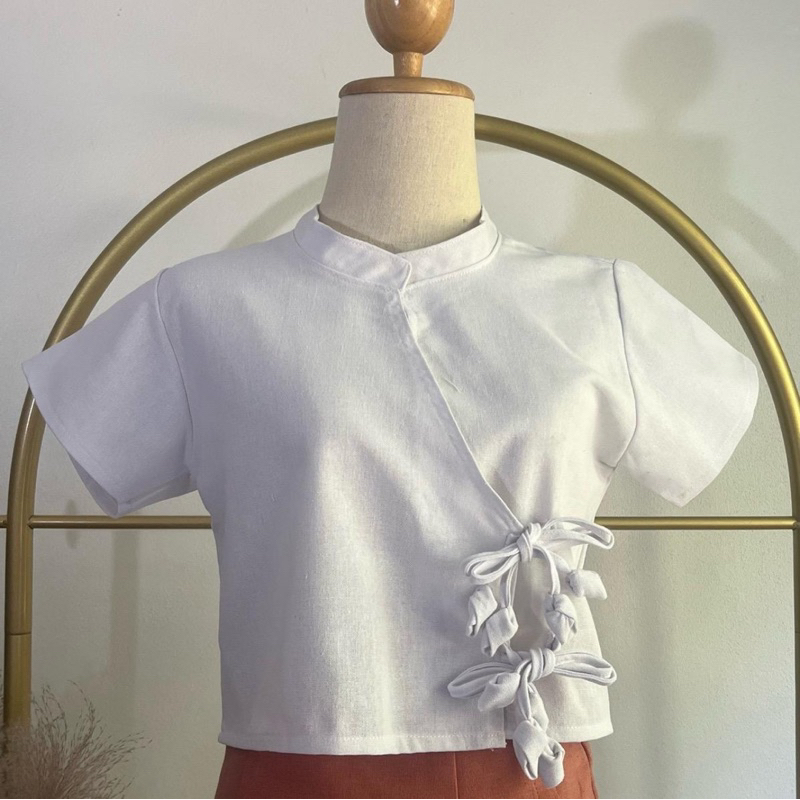 เสื้อผ้าฝ้ายผูกโบว์ข้าง