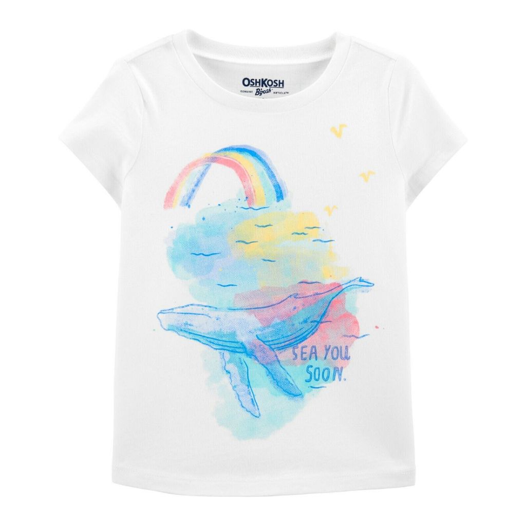 เสื้อยืดเด็ก OshKosh White Rainbow See you Soon Whale Graphic Print Graphic