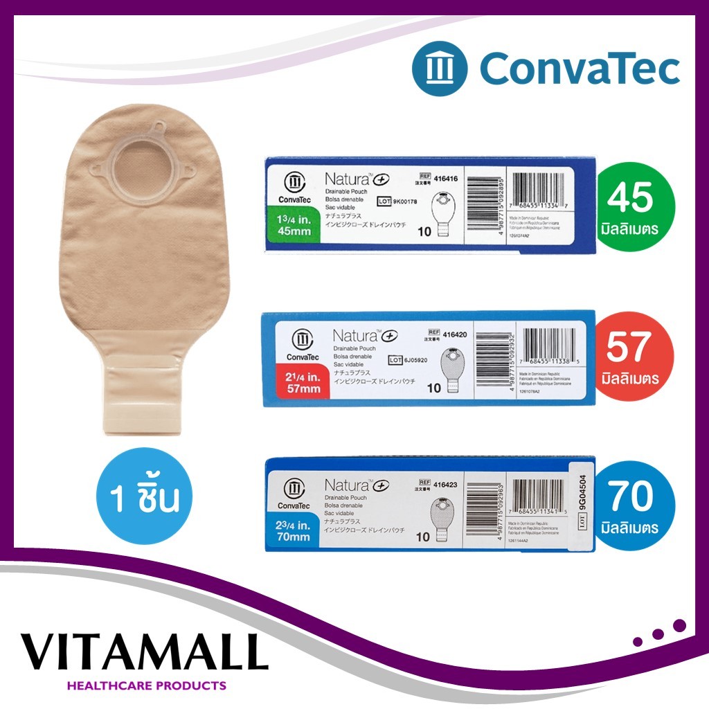 Convatec Sur-fit Natura Drainable Pouch ปลายเปิดแบบตีนตุ๊กแก (เฉพาะถุง) 1 ชิ้น