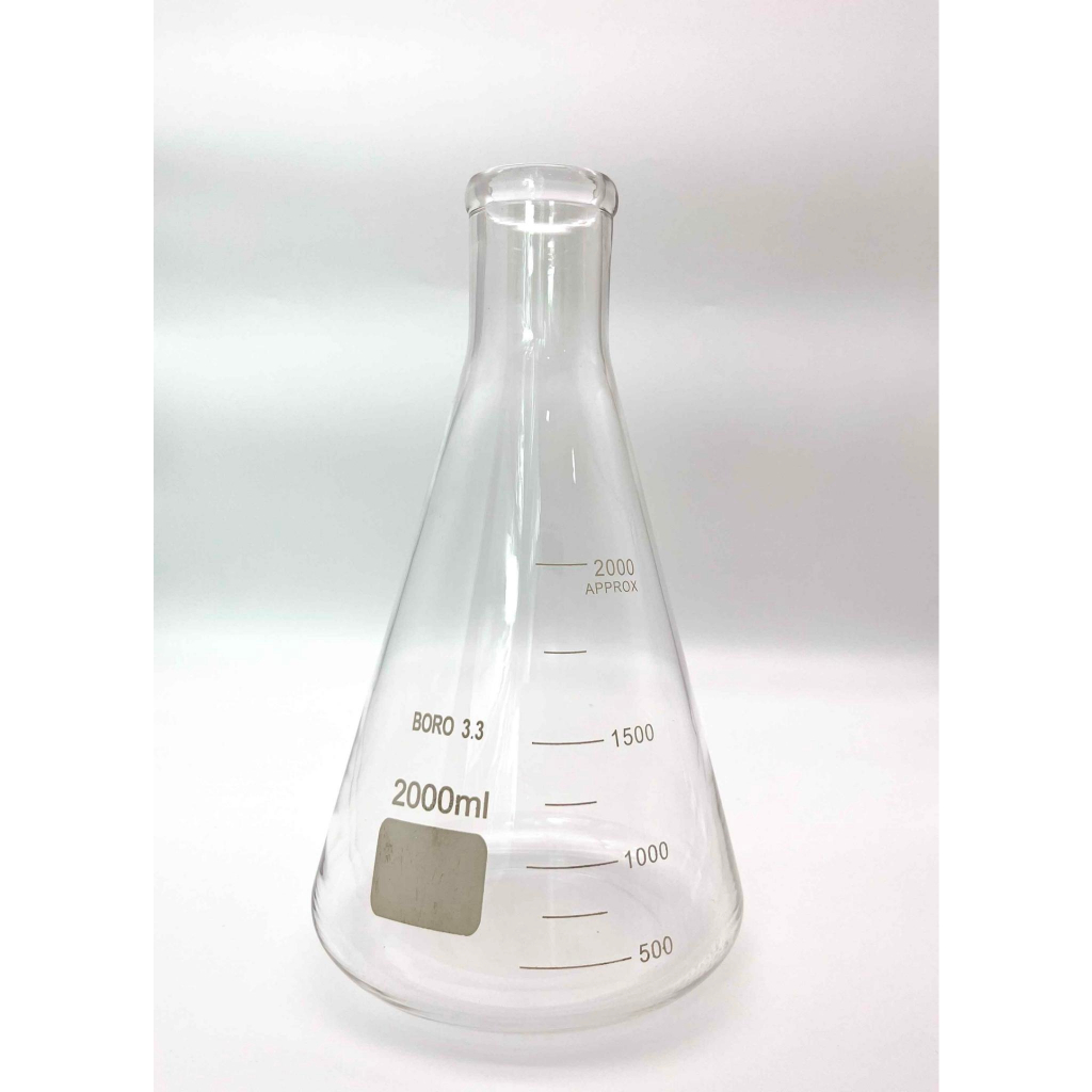 ขวดแก้วรูปชมพู่ erlenmayer flask ขนาด 1000,2000ml