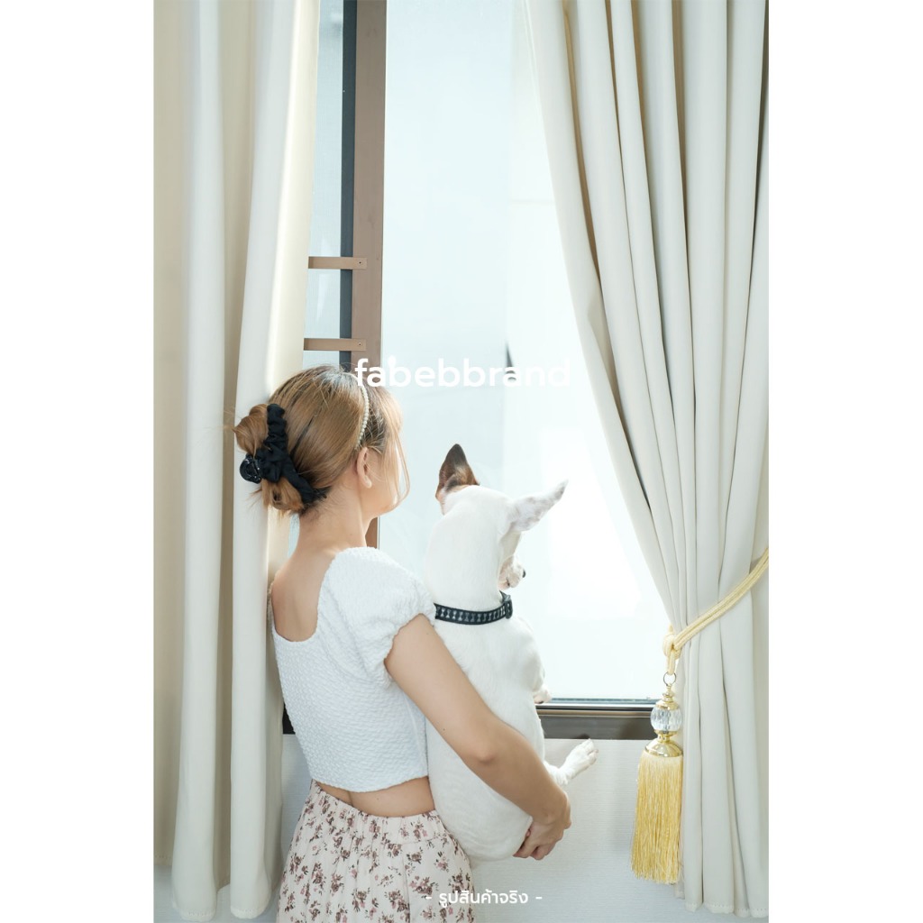แนะนำ ผ้าม่าน ผ้าม่านทึบ กันแสง สีครีม "พร้อมส่ง1วัน" ภาพงานจริง เนื้อผ้าสวย หนา ไร้รอยต่อ (ห่วงตาไก่) หน้าต่าง-ประตู  @fabebbrand ราคาพิเศษ มีเก็บเงินปลายทาง
