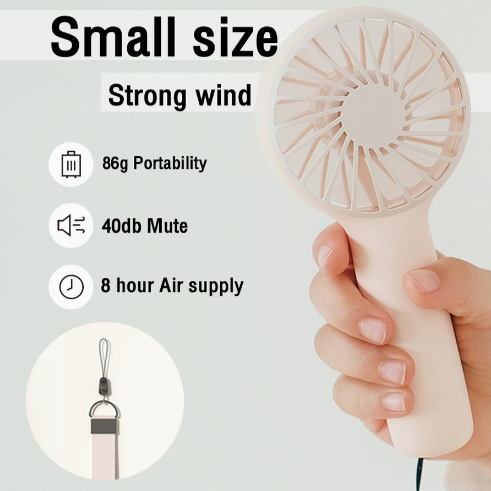 EZHome พัดลมพกพา พัดลมมือถือ Mini Portable Handheld Fan ปรับแรงลมได้ 3 ระดับ แบตอึด