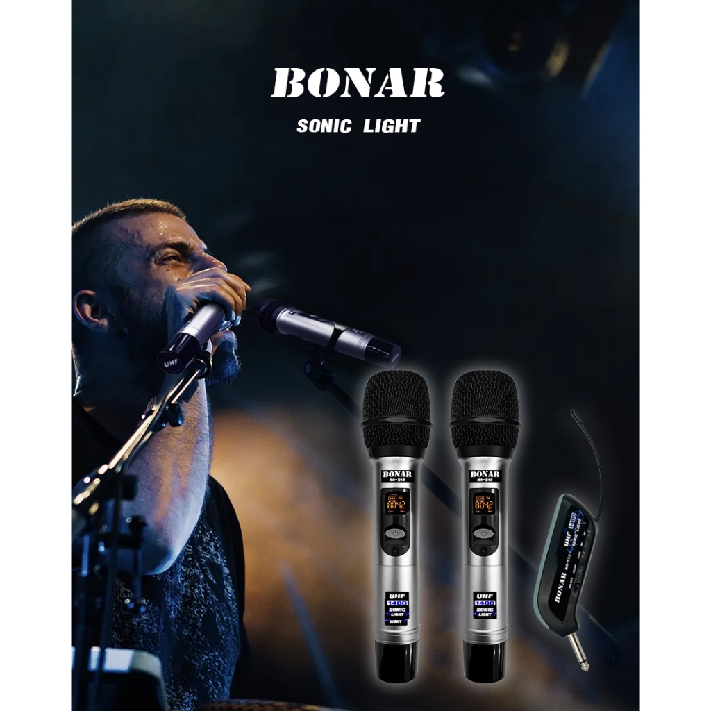ไมโครโฟน BONAR sonic light ไมค์ลอย ไมค์ลอยคู่ ไมโครโฟนไร้สาย