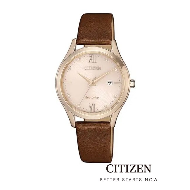 CITIZEN Eco-Drive EW2533-11X Leather Lady Watch ( นาฬิกาผู้หญิงพลังงานแสง )